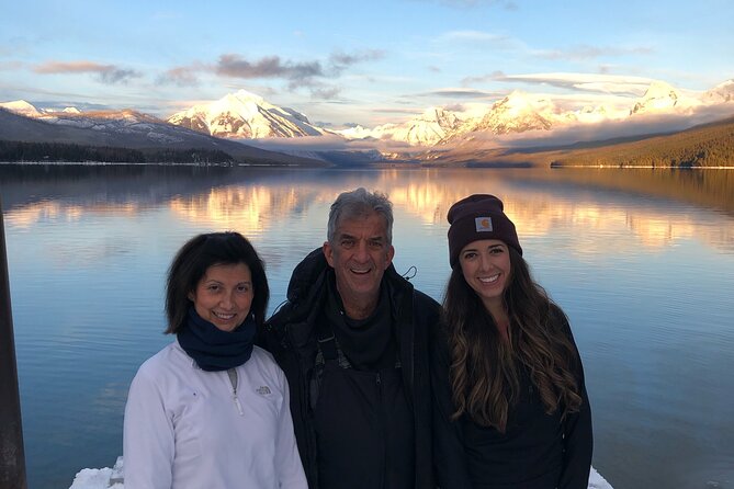 Snowshoe OR Cross Country Ski Tours in Glacier National Park - Apgar Village and the south end of the lake